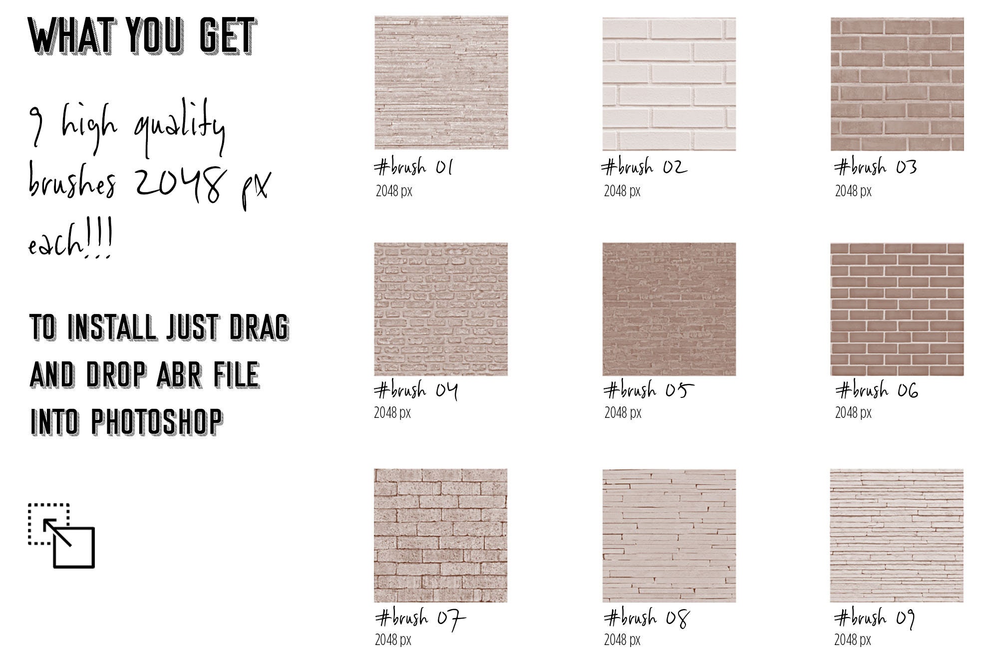 Brush Set BRICK TEXTURE / Abr Png Jpg File/ Illustration Pack