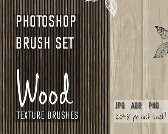 Photoshop Brush Set WOOD TEXTURE / abr + png + jpg file/ Illustration pack / High resolution brushes / wood stone brush / archibicc / ABR