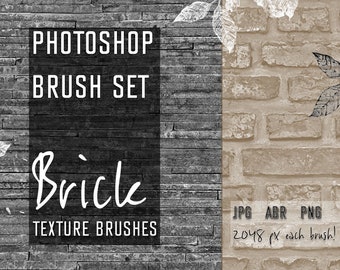 Photoshop Brush Set BRICK TEXTURE / abr + png + jpg file/ Illustration pack / High resolution brushes / brick stone brush / archibicc / ABR