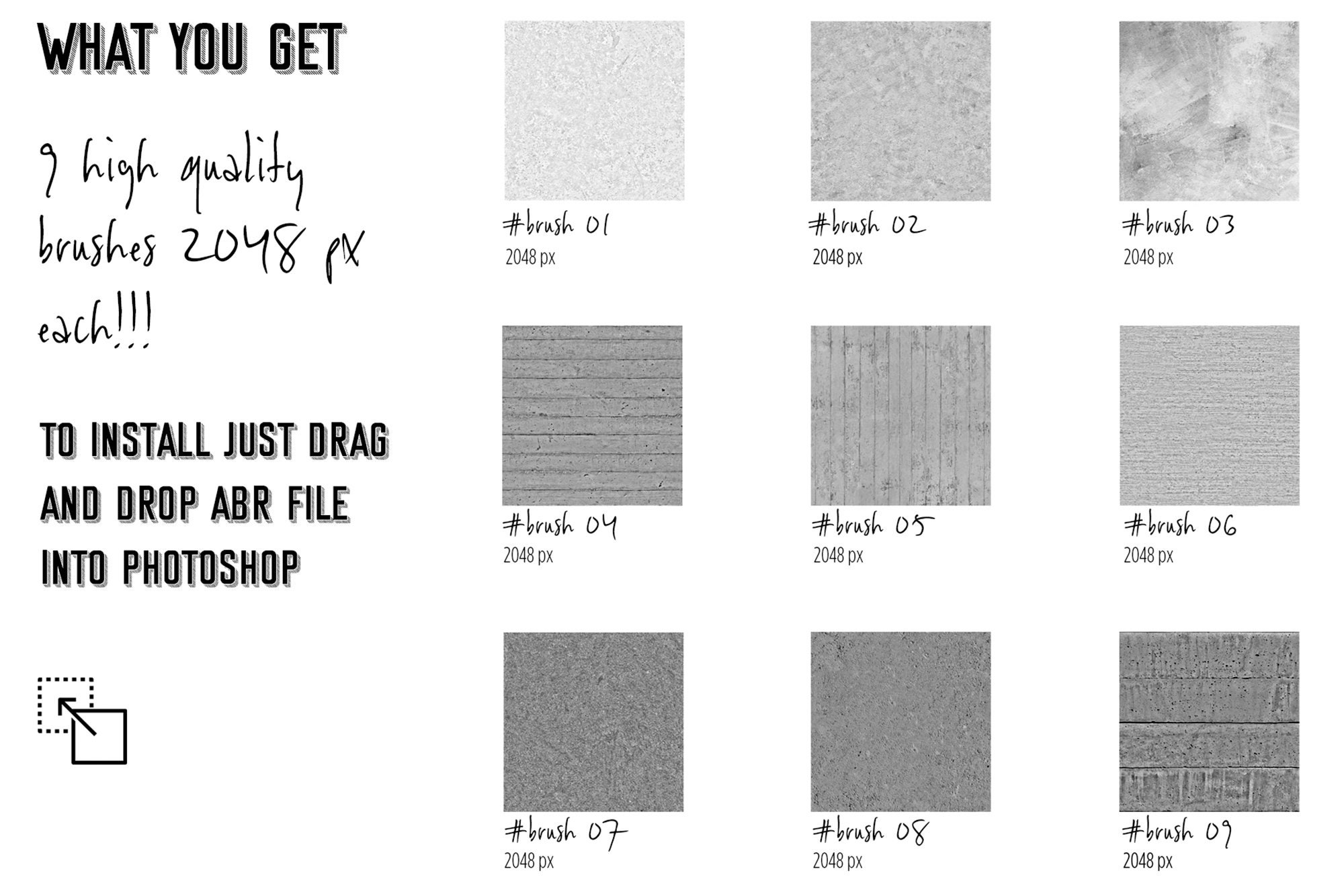 Brush Set CONCRETE TEXTURE / Abr Png Jpg File / Illustration