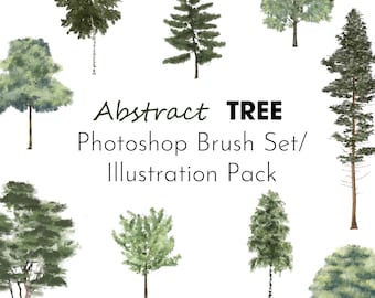 Photoshop Brush Set ABSTRACT TREE abr + png + jpg / Illustration pack / High resolution brushes / archibicc / digital download / clipart
