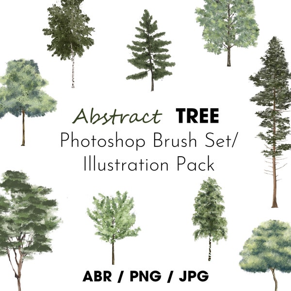 Photoshop Brush Set ABSTRACT TREE abr + png + jpg / Illustration pack / High resolution brushes / archibicc / digital download / clipart