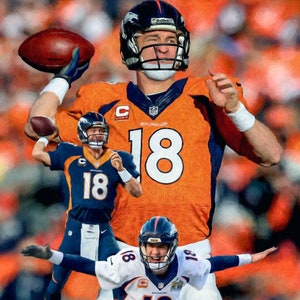 May include: A collage of three photos of a football player wearing a white and orange jersey with the number 18. The player is throwing a football in one photo, and in another photo, the player is running with the ball. The third photo shows the player celebrating a touchdown.
