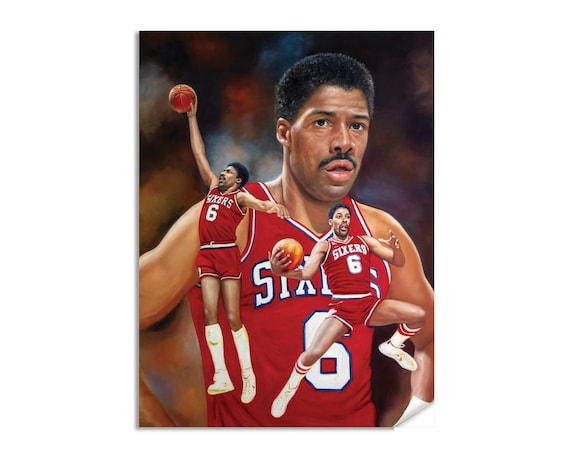 Julius Erving Dr J Philadelphia 76ers Sixers NBA Basketball Player