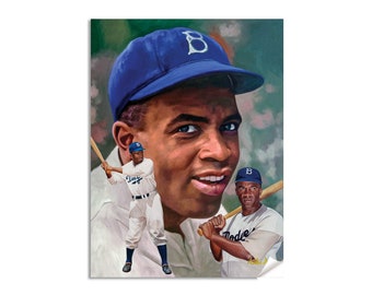 Jackie Robinson Brooklyn Los Angeles Dodgers MLB Baseball 1st First Base Art Print 2AM3 Choices 8x10-40x50