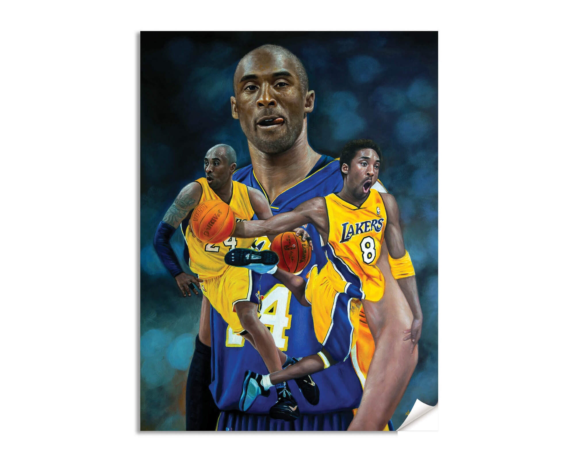 Kobe Bryant Los Angeles Lakers Art 3 NBA Basketball 8x10 to 48x36 Art Print