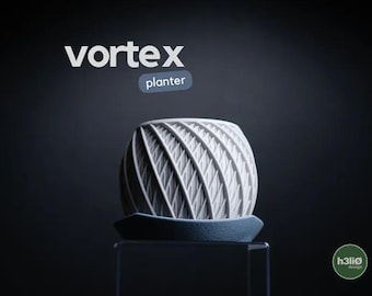 Maceta en espiral Vortex / Maceta en espiral impresa en 3D con plato de goteo incorporado / Maceta geométrica para interiores / Decoración moderna