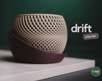 Maceta Drift / Maceta con textura de onda impresa en 3D con bandeja de goteo / Maceta minimalista para interiores / Maceta para suculentas