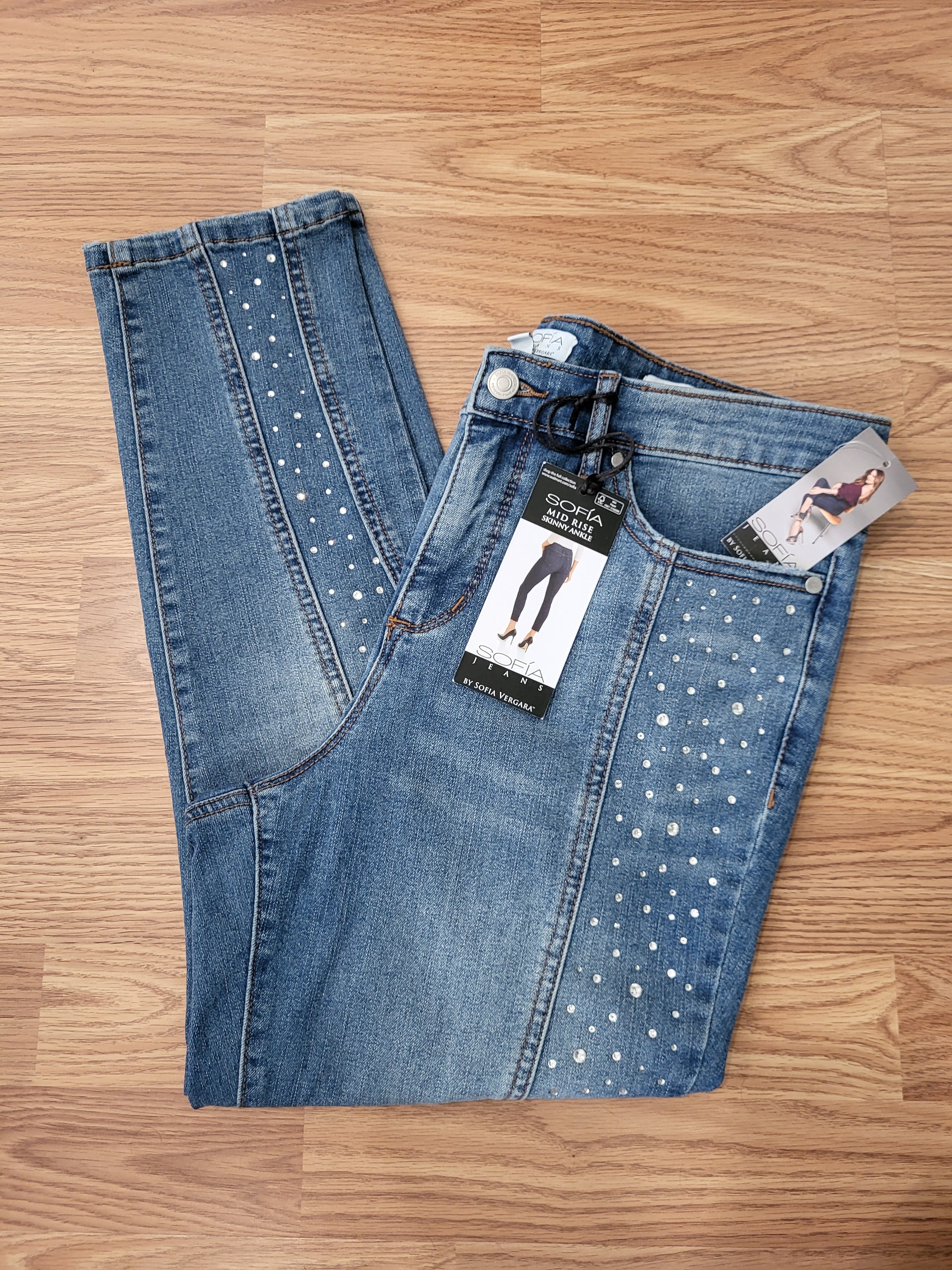 S-5XL Women Jeans Rhinestone Elastic Pencil Slim Skinny Spring