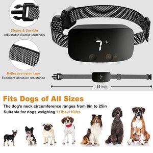 Multi-functional Anti-Bark Collar for Small Medium Large Dogs, Rechargeable and IP67 Waterproof with 7 Levels of Adjustable-White image 4