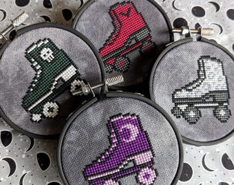 Bewitch Skates - Digital Cross Stitch Pattern, Instant PDF Download, Beginner Friendly, Modern, Occult, Gothic, Roller Skates, SummerWeen