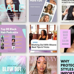 Hairstylist Content Hair Post Instagram Afro Hair Salon Instagram Stylist Instagram Template Hairstylist Social Media DIY Canva