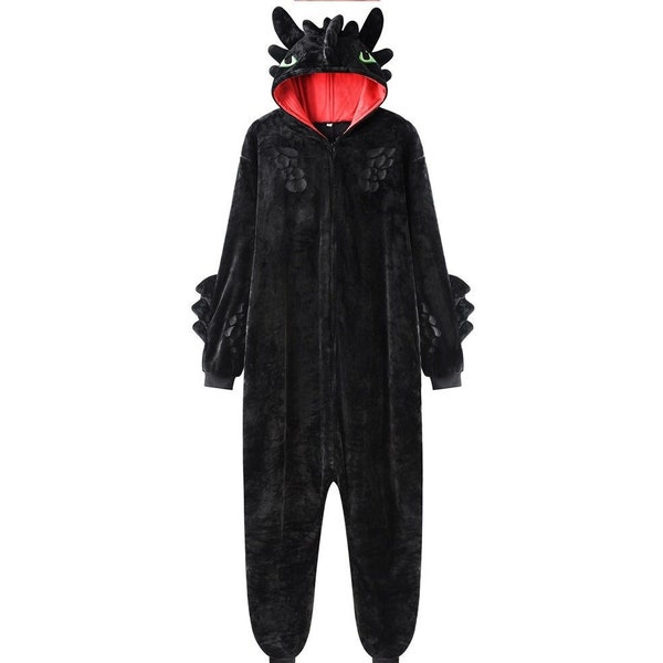 wotogold Animal Black Dragon Pyjama Unisex Volwassen Cosplay Kostuums
