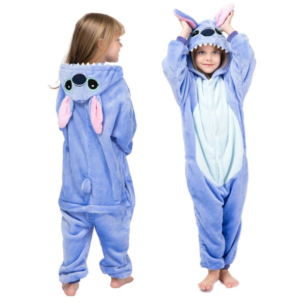 Combinaison Pyjama Bleu Stitch Animaux Déguisement Enfants