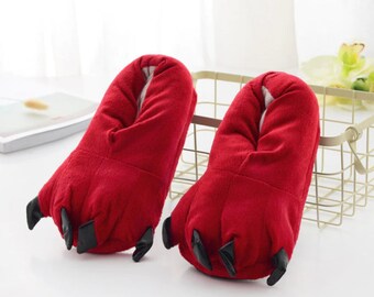 Red Dragon Monster Slippers for Pajama Animal Onesies and Costume Pajama Shoes Winter Slipper