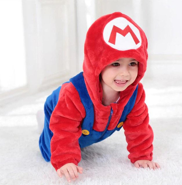 BIQIQI Costume Ragazzi da Mario Bros Mario e Luigi Costumes con Cappello,  Mario Outfit Per Bambini Unisex Fancy Dress Halloween Uomo Ragazze