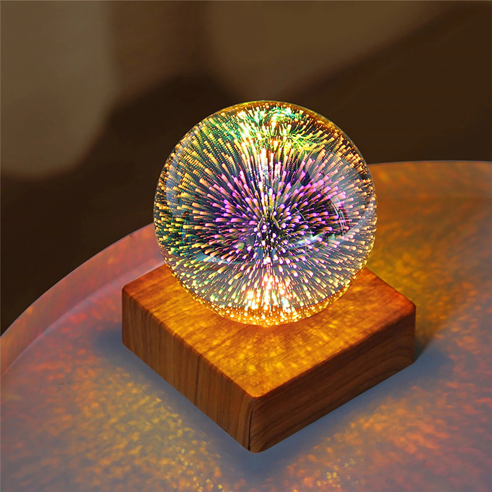Lampe 3D Feux d'artifices Lampe de Chevet Magnifique Modèle Coeur Étoile et Au Choix