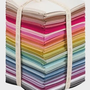 Solids - 50 pc Precut Fat Eighth Fabric Bundle - Warm - 20&quot; x 22&quot; - Tilda Fabrics - Cotton Quilting Fabric