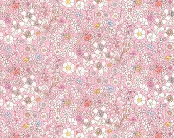 Liberty London Lawn Fabric-June's-Meadow-Pink Flowers