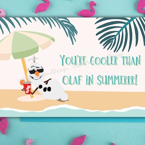 Tarjeta Frozen Olaf "Eres más genial que Olaf en verano" para cumpleaños, días festivos o cualquier ocasión.