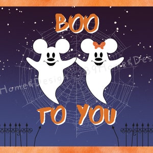 Carte Halloween Mickey & Minnie - "Boo To You" - PDF imprimable image 2