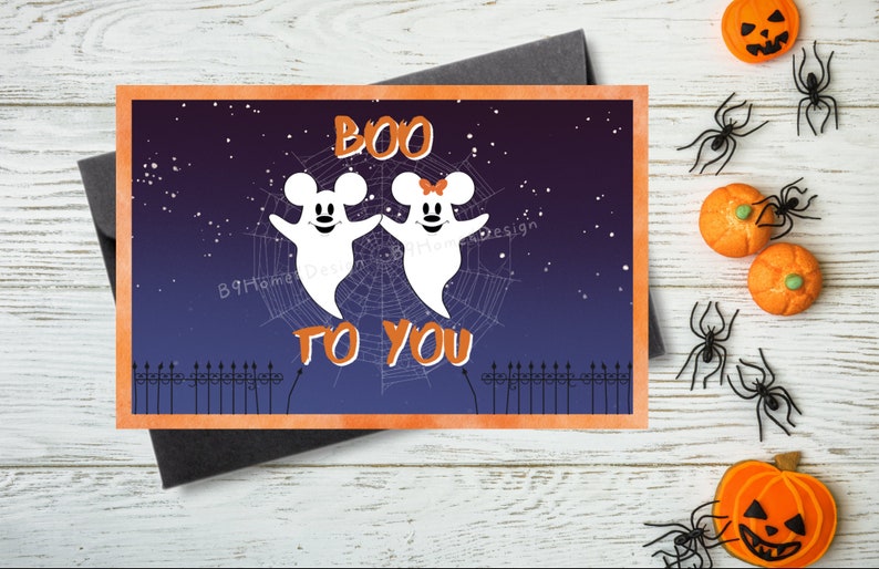 Carte Halloween Mickey & Minnie - "Boo To You" - PDF imprimable image 1