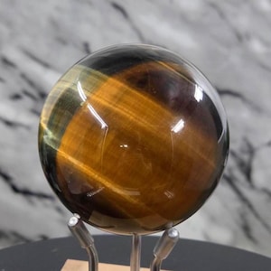 Blue Tigers Eye Sphere - Cool Flash - 54mm - power to focus the mind