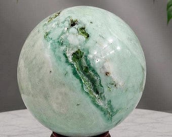 Esfera de Fluorita Sedosa - com drusa - 60 mm - Alta Qualidade - manifestação e elevação espiritual