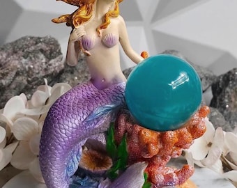 Supporto a sfera in resina a forma di sirena, decorazione a tema oceano