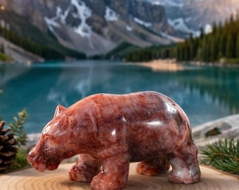 Fire Quartz Hippo - Red Hematite - Multi-inclusions - powerful, strong, and grounding