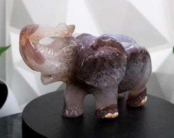 Beautiful, Quartz Agate, Geode Elephant - instills security and safety