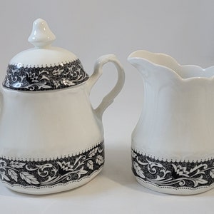 Vintage 1960&#39;s J&G Meakin Sterling Colonial English Ironware Creamer 4 3/4&quot; Tall and Sugar Bowl 6&quot; Tall, Made in England