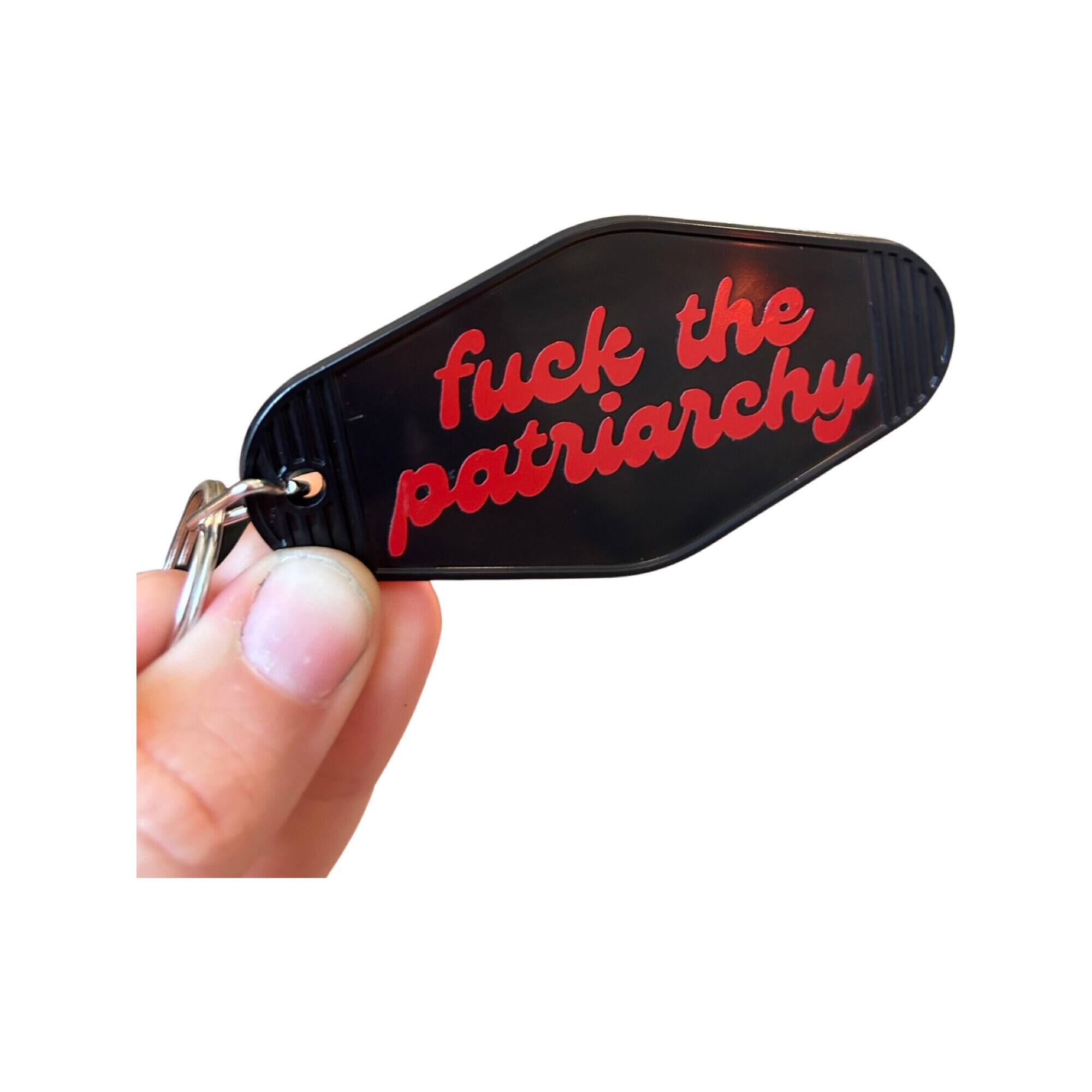 Porte-clés en cuir Fuck The Patriarcy, vintage fait à la main
