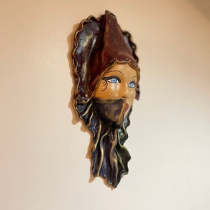 Ethnic Woman Wall Hanging Mask, Wall Mask, Mask Wall Decor , Handmade Leather Mask, Wall Decor Mask, Wall Art Decorative Mask, Ethnic Mask