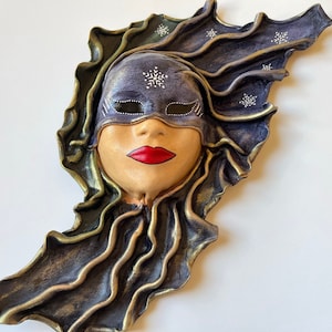 Autumn Home Decor Gift, Venetian Wall Hanging Mask, Wall Mask, Handmade Leather Venetian Mask, Wall Art Decorative Mask, Stylish House Gift