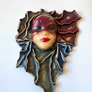 Venetian Wall Hanging Mask, Autumn Home Decor Gift, Wall Mask, Handmade Leather Venetian Mask, Wall Art Decorative Mask, Stylish Home Gift