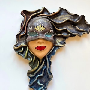 Autumn Home Decor Gift, Venetian Wall Hanging Mask, Handmade Leather Wall Mask, Mask Wall Decor, Wall Art Decorative Mask, Stylish Gift
