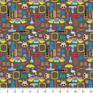 1/2 yd Friends Central Perk Iconic symbols Quilt Cotton Fabric Fat quarter half yard by the yard continuous cut