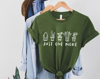 Just One More Plant Shirt, Camiseta, Camisa de planta divertida, Camisa de mamá de planta Unisex Eco Print, Planta Monstera, Parenthood de planta, regalo de plantas de interior