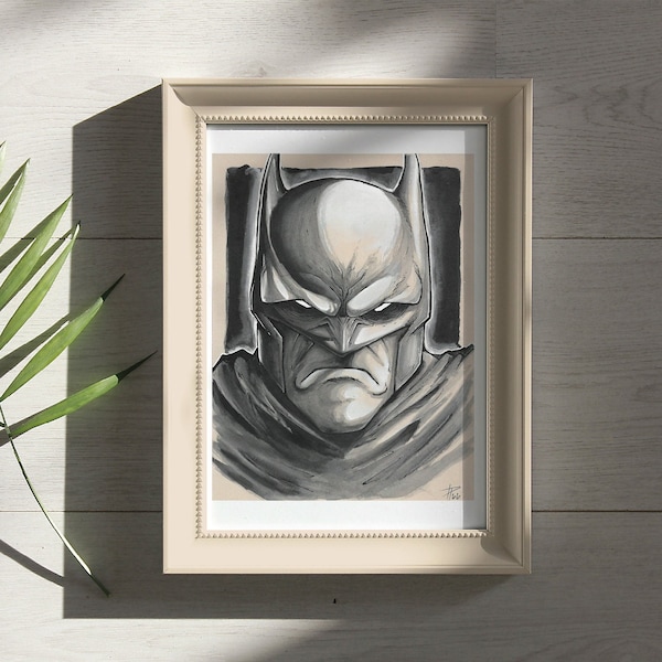 Batman aquarelle fanart, illustration pièce unique 18x24cm
