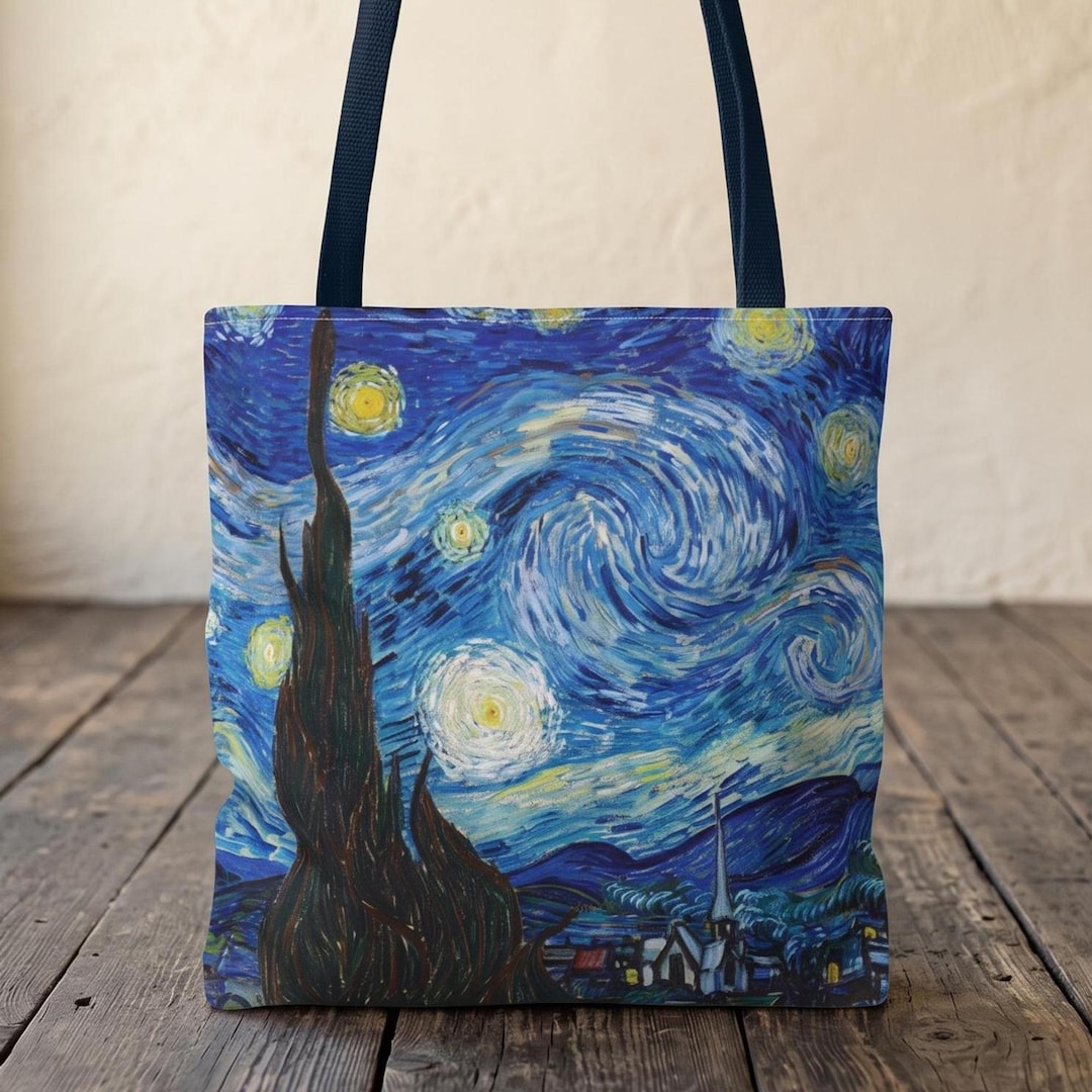 GRAND VAN GOGH EXHIBITION トートバッグ ブルー Vincent Van Gogh Tote Bag - the Starry Night Art, Vintage Style