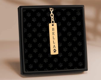 Personalized Pet Name Keychain: Engraved Paw Print