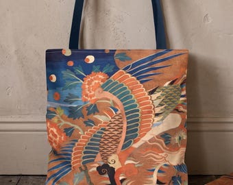 Chinese Tapestry Tote Bag: Vintage Floral Travel Design