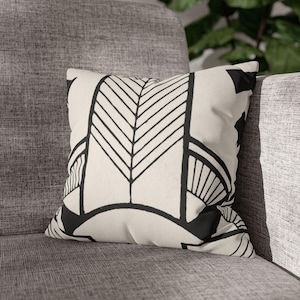 Black and White Abstract Geometric Pillow - Faux Suede Square Throw Pillow, Modern Home Decor