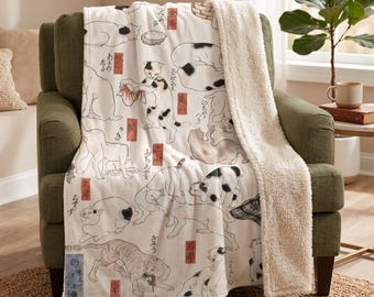 Cats Sherpa Fleece Blanket with Vintage Japanese Artwork by Utagawa Kuniyoshi