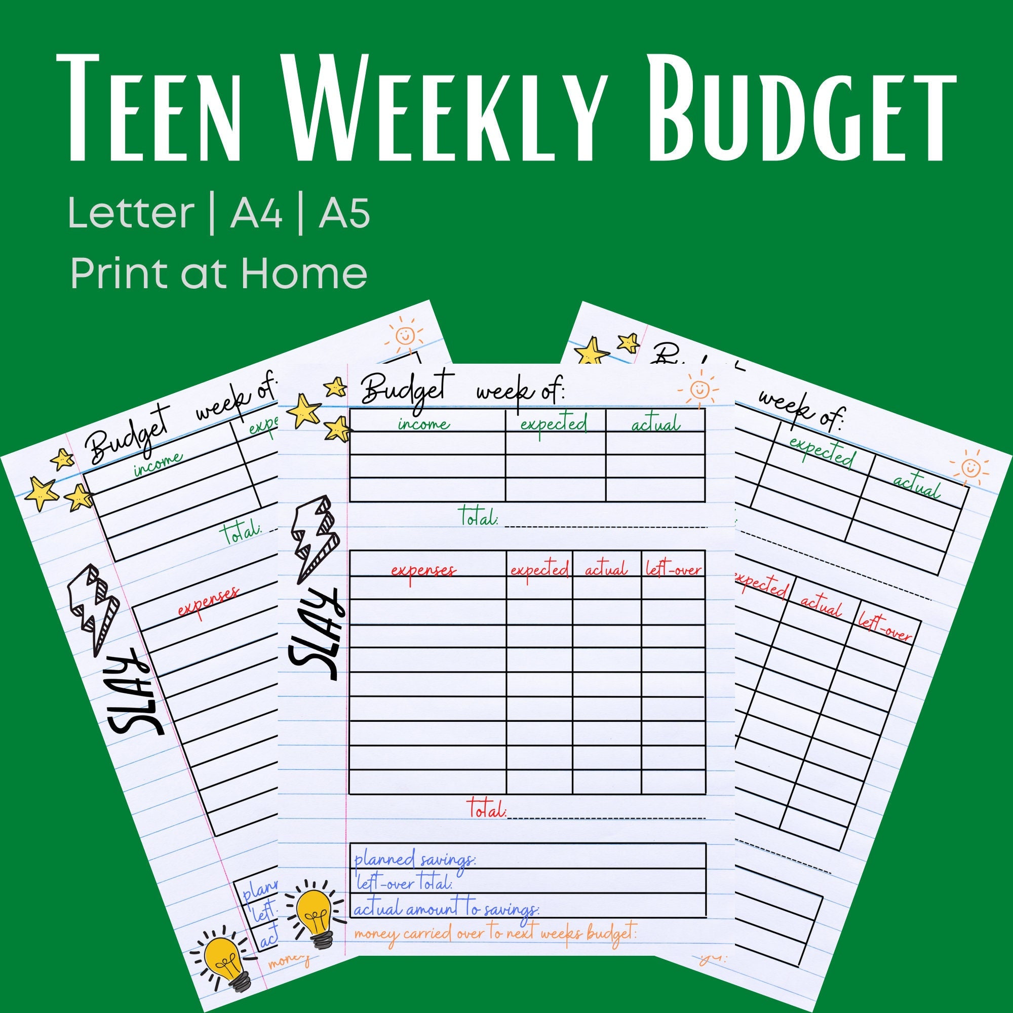 teen-weekly-budget-printable-planner-personal-budget-budget-etsy