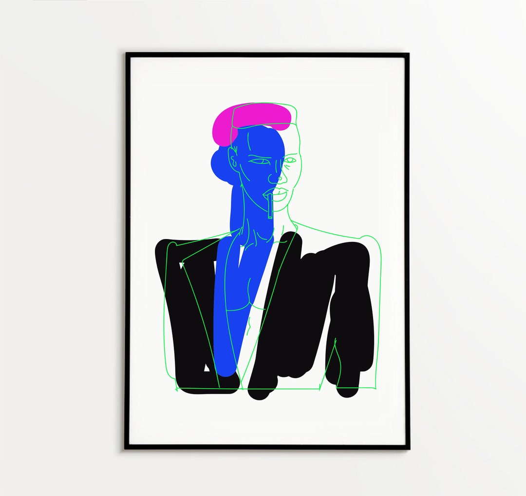 Grace Jones Art Print, Pop Art, Famous Singer Printable Poster, Punchy
