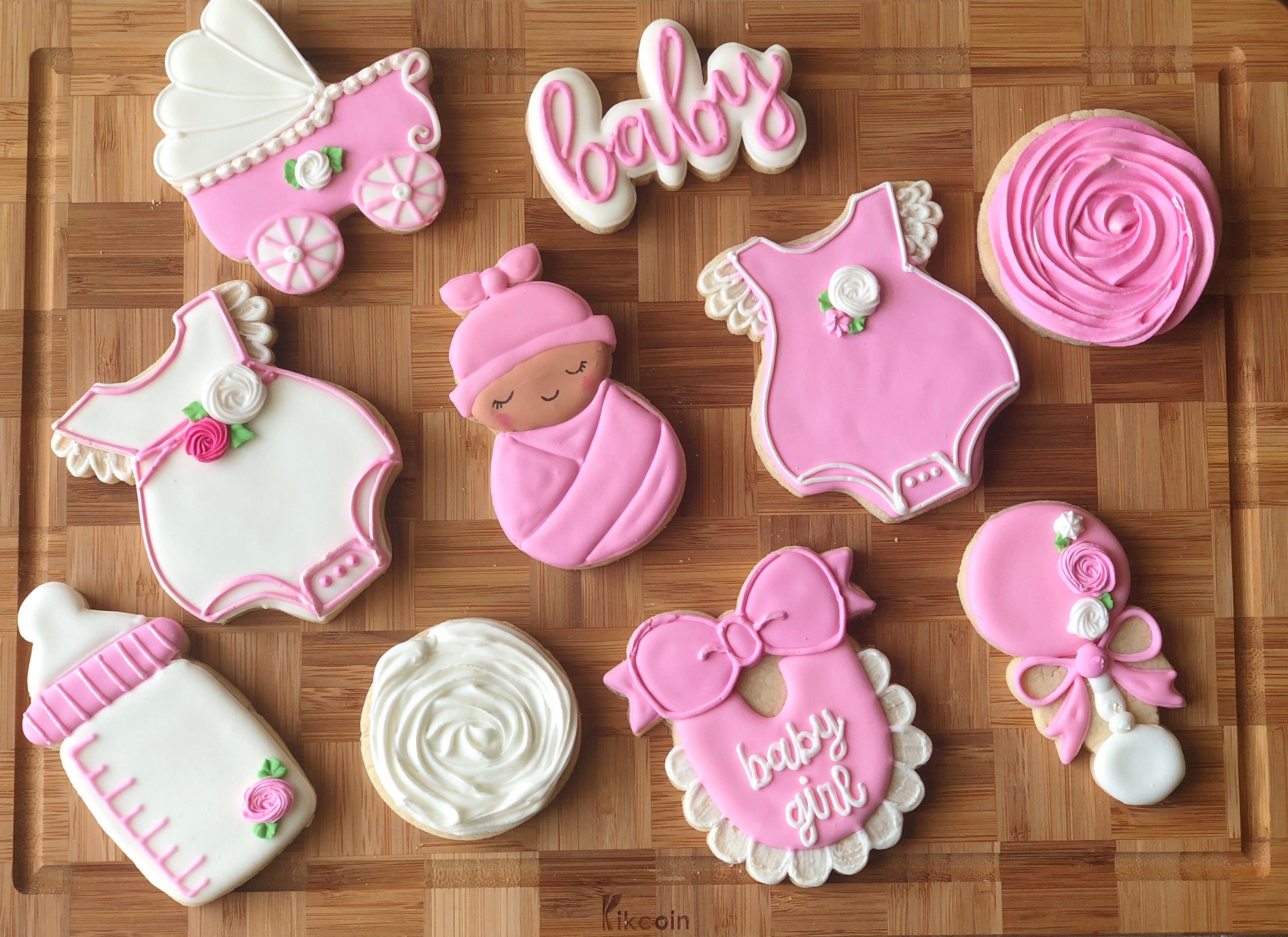 Rose Baby Shower Sugar Cookies Etsy
