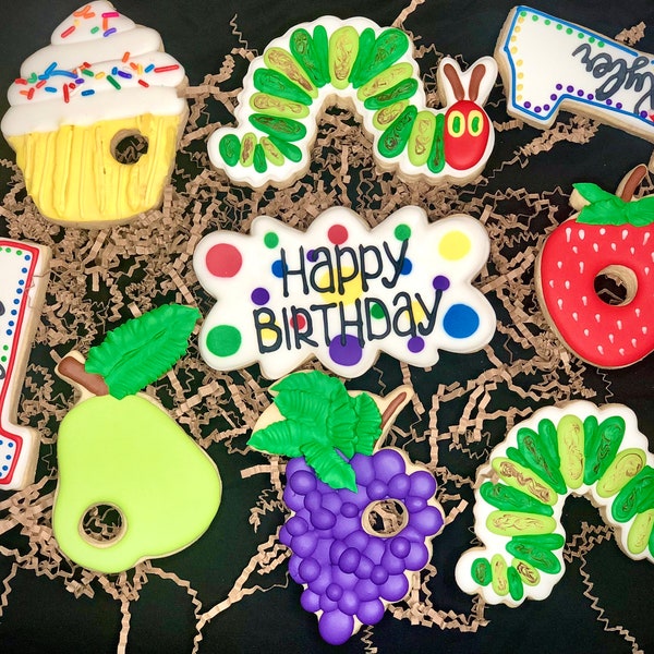 Hungry Caterpillar Themed Sugar Cookies