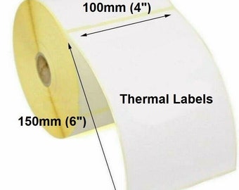 Large Sticky Address Labels -Thermal White (6" x 4" ) Flatpacked
